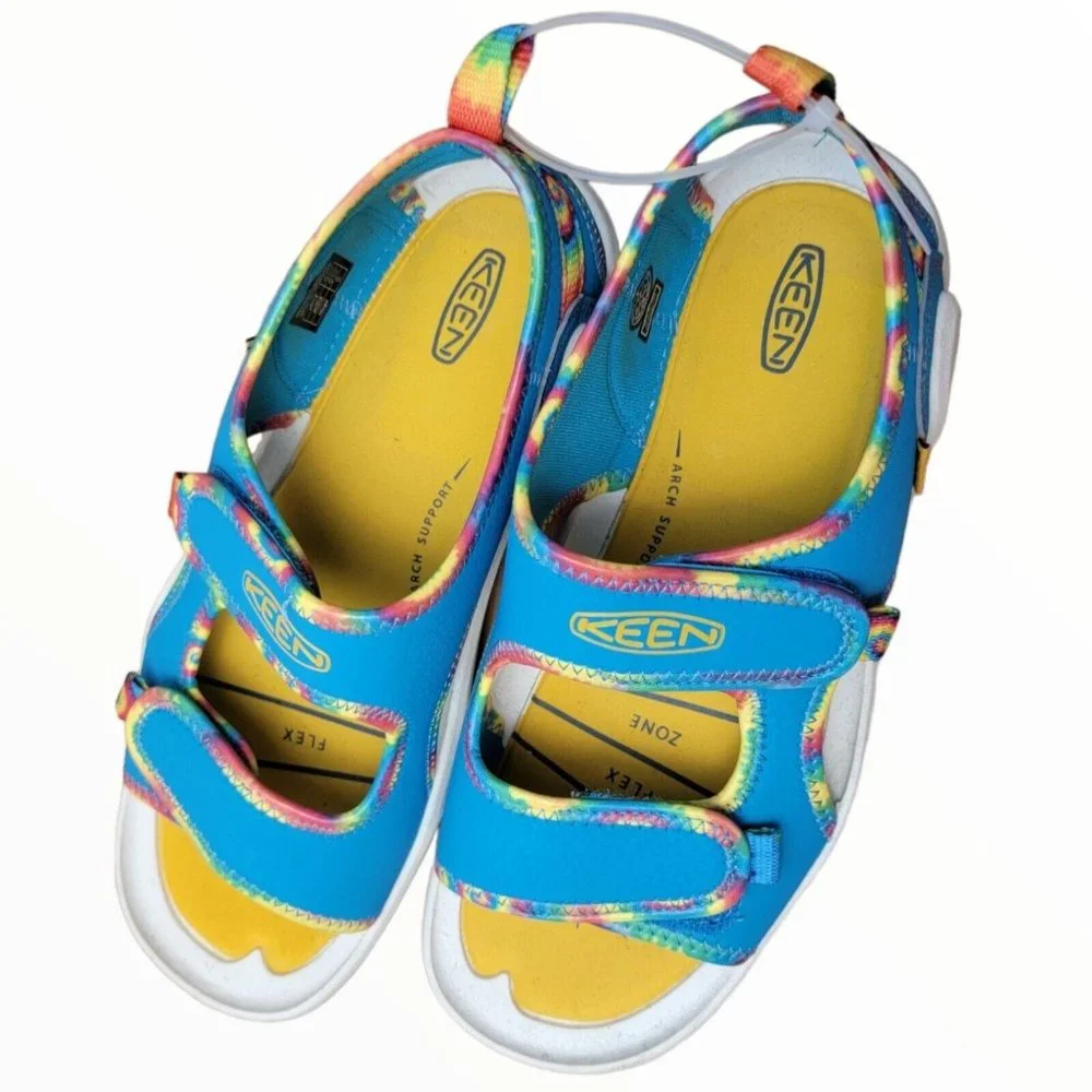 KEEN Knotch Creek Tie Dye Vivid Blue Kids Outdoor Shoes River Water US 4